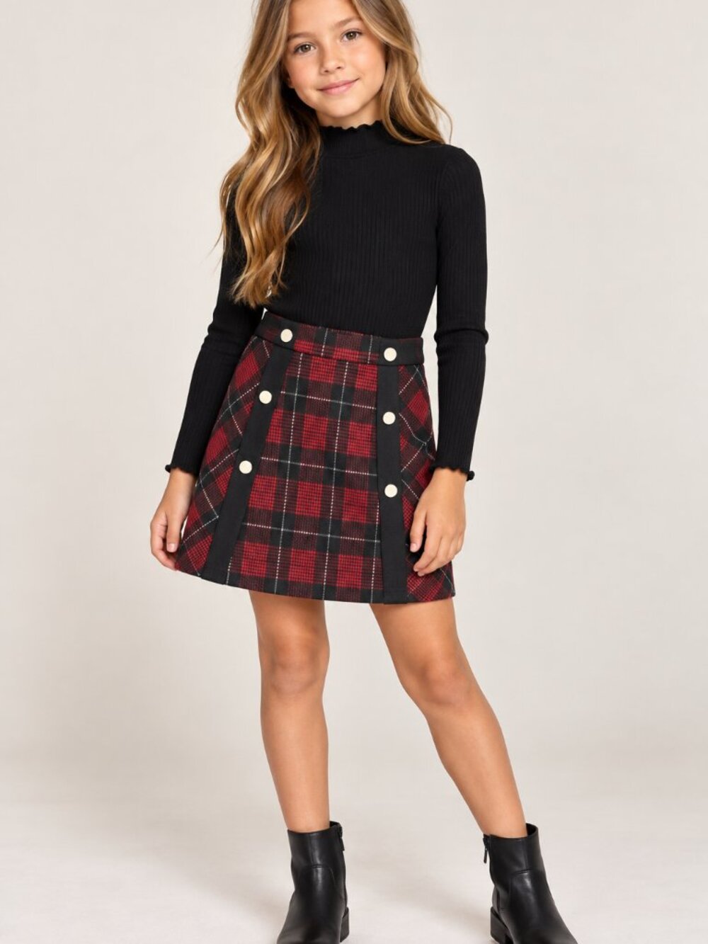 NWOT River Island Red and Black A-Line Mini Skirt little girl size 7 (C5) - Picture 1 of 7